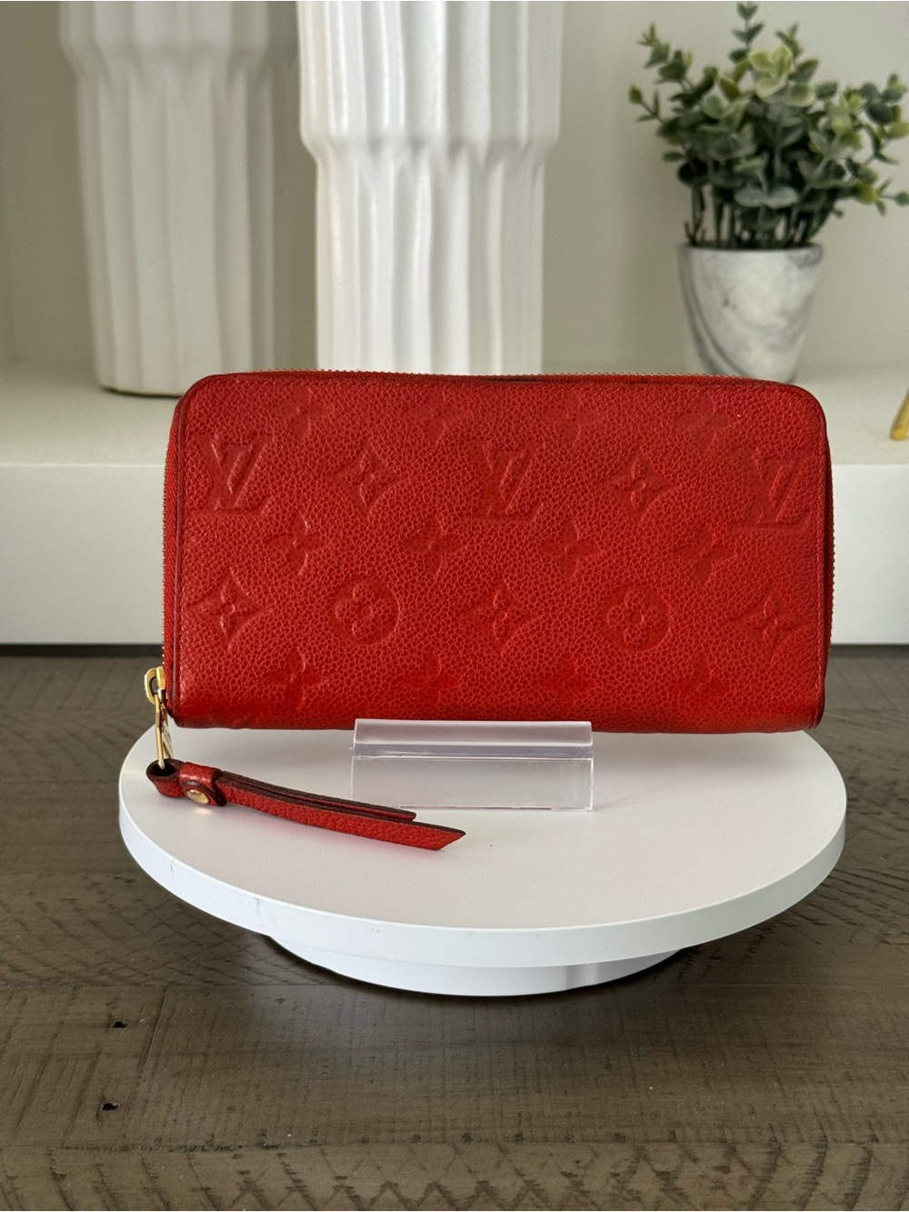 Louis Vuitton Empreinte Zippy Wallet Red Monogram Leather Zip Around Wallet